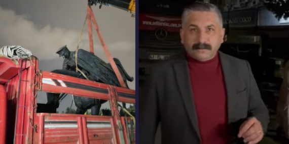 Atatürk anıtı söküldü, gece operasyonuna tepki!