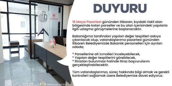 KARASU BELEDİYESİNDEN DUYURU